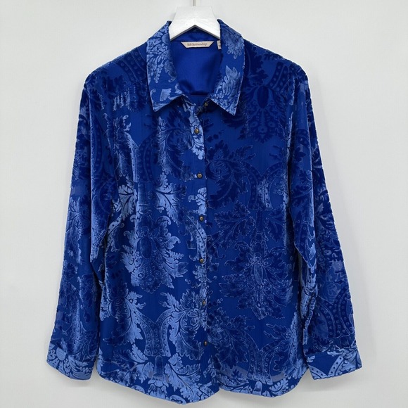 Soft Surroundings Top Shirt Blouse Large‎ Velvet Burnout Maximalist Statement - Picture 1 of 13